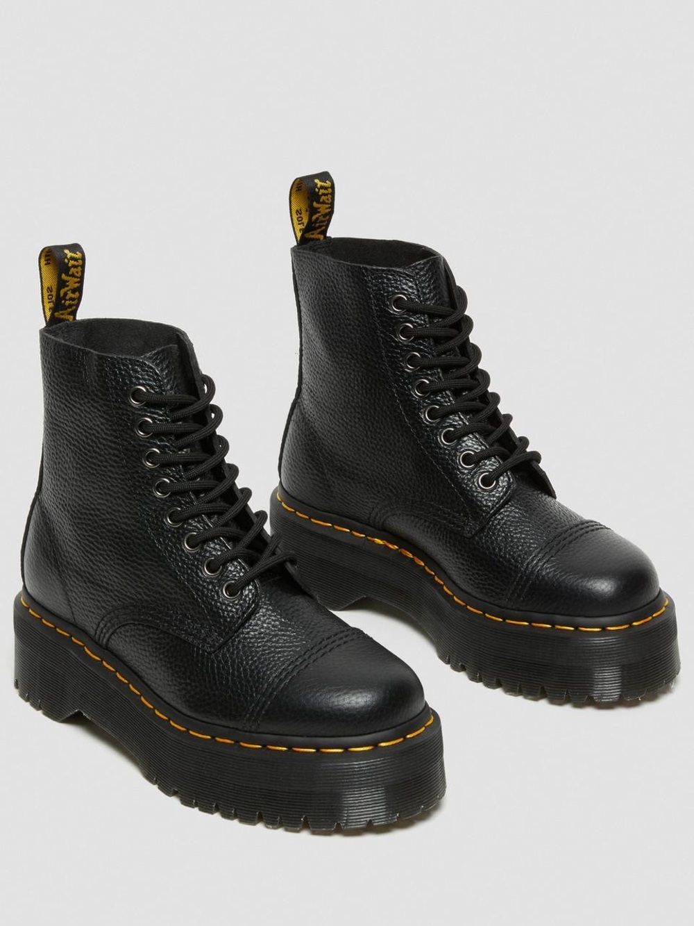 Dr. Martens Black Leather Platform Lace-Up Ankle Boots